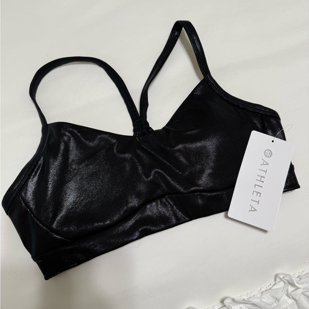 Athleta Shiny Black Sports Bra